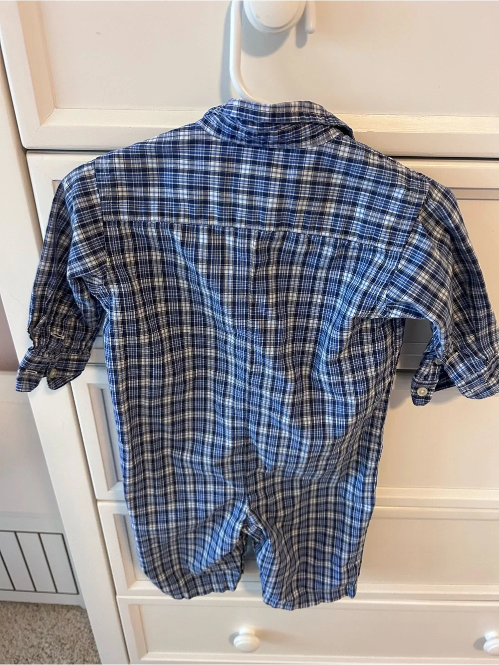 Ralph Lauren Blue Plaid Button-Down Coverall